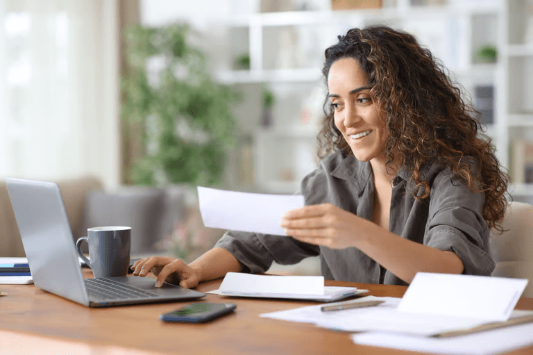 Professional reviewing a bank statement